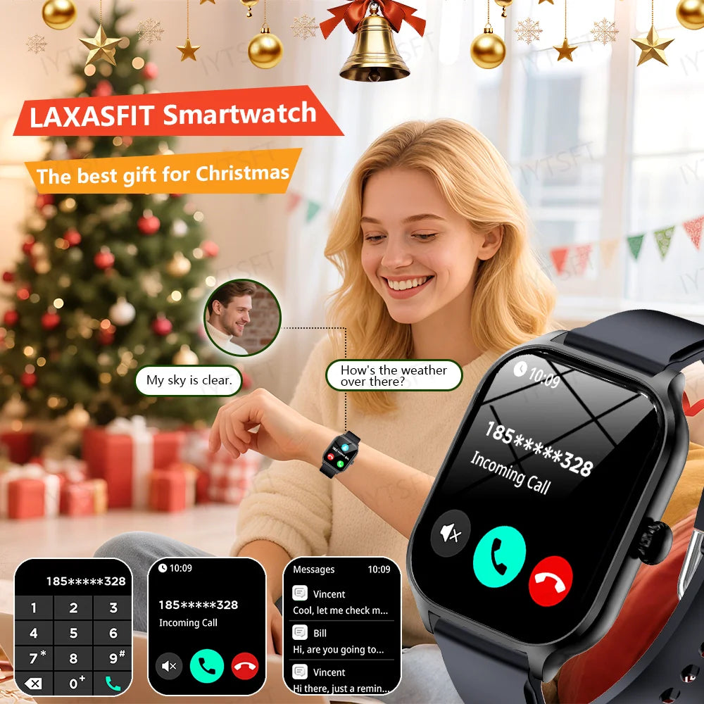 LAXASFIT 2025 New Smart Watch Bluetooth Talk 2.01 HD Touch Screen Multi Sport Function Smart Watch Men Women Christmas Day Gift