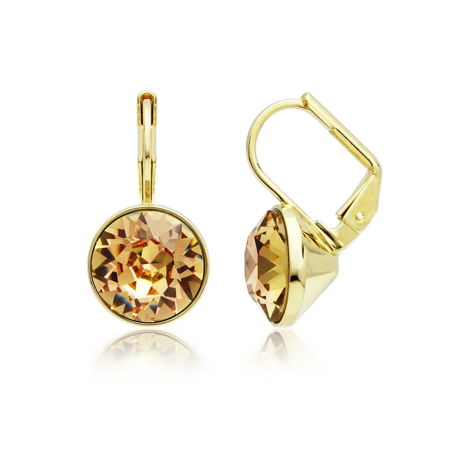 Bella Drop Earring for Women Christmas Birthday Premium Austrian Crystals Round Cut Dangle Silver Gold Color Pierced Jewelry
