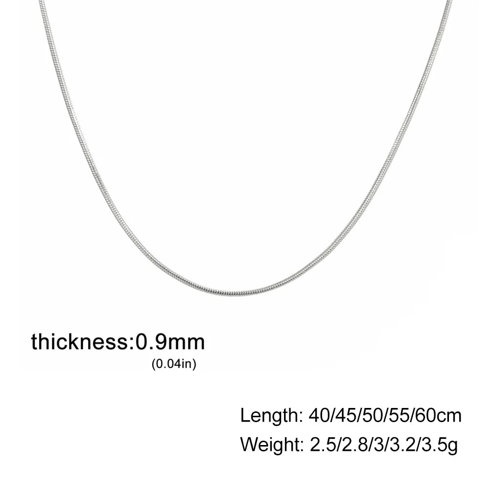 Skyrim Stainless Steel Gold Color Round Snake Chain Necklace Women Men Long Neck Chains Trendy Punk Jewelry Gift Wholesale