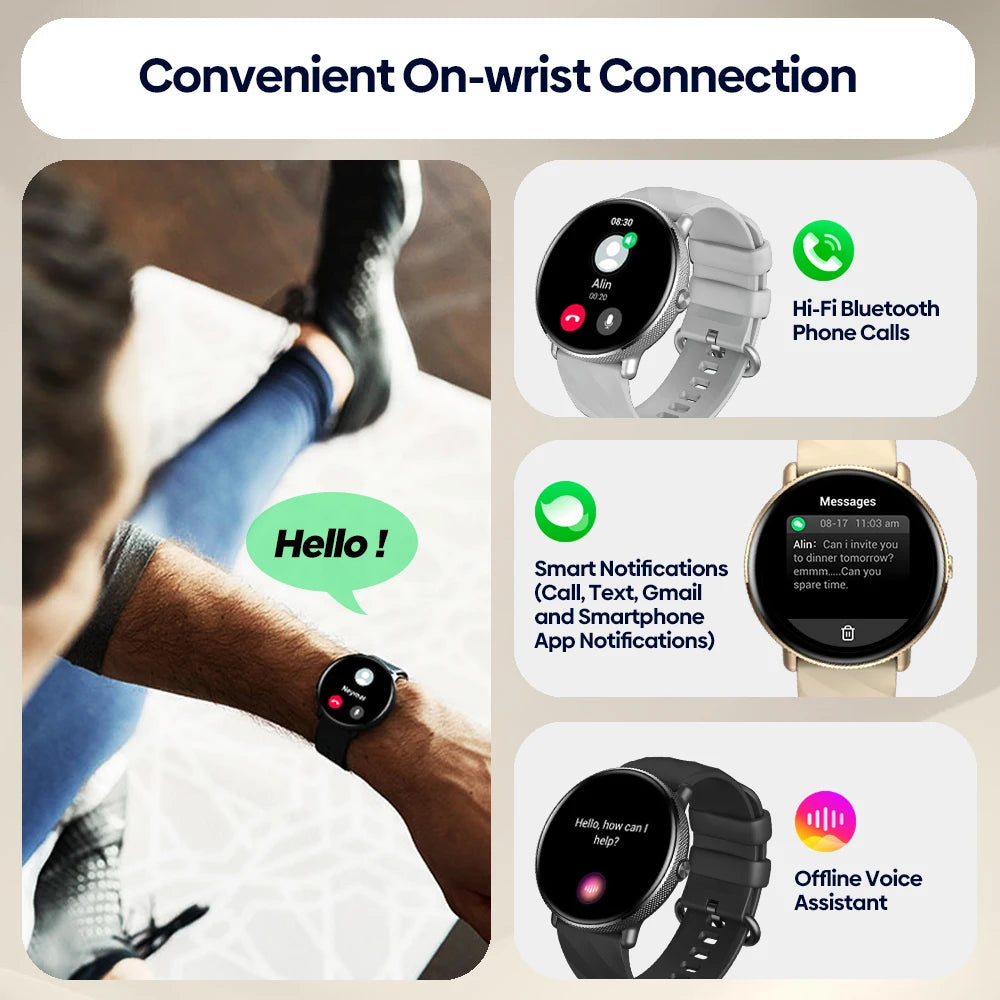 Zeblaze GTR 3 Pro AMOLED Display Make/Answer Phone Calls Smart Watch 316L Stainless Steel  Fitness Smartwatch For Men Women