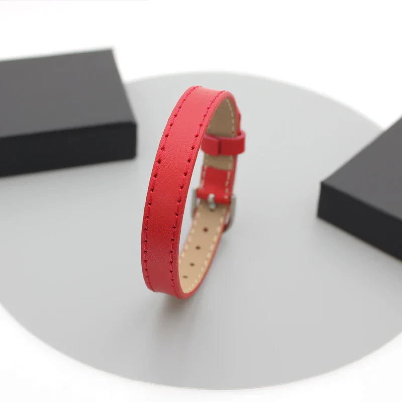 20pcs Real Leather Bracelet Band 8/10mm Width 21cm Length Through Slide Charms Letters Alphabet DIY Jewelry For Women Kids Gift