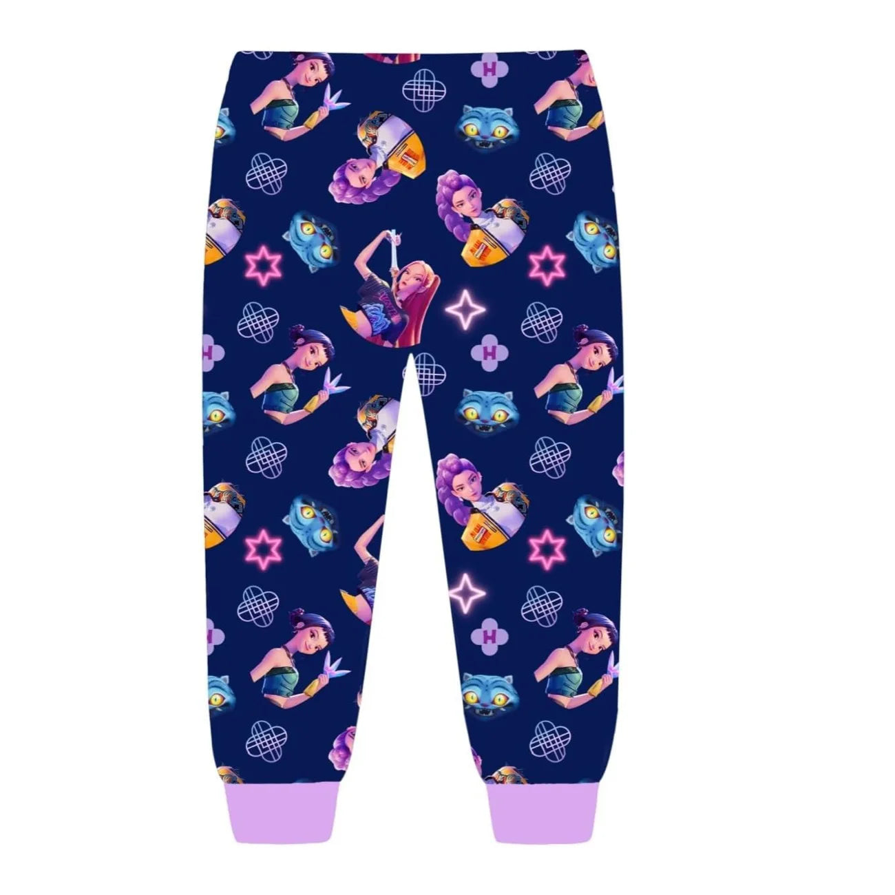 Anime Kpop Demon Hunters Zoey Costume Autumn Pajamas for Children's Clothing 3-14Years Kids Huntrix Rumi Girls Tshirt Pants Sets