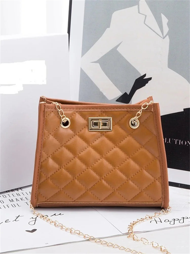 Solid Color Prismatic Plaid Women Shoulder Bag Korean Version