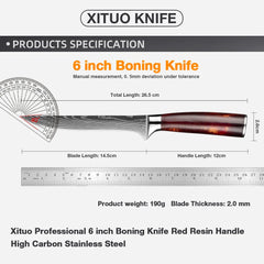 Boning Knife-6 inch Japanese Stainless Steel Ergonomic Handle - Fillet Knife - Meat