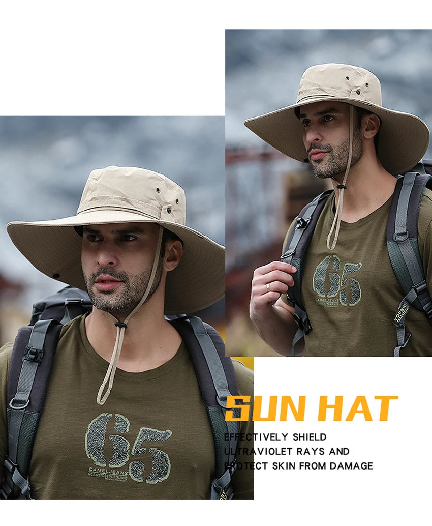 Bucket Hat Cowboy Men Outdoor Fishing Hiking Beach Hats Mesh Breathable