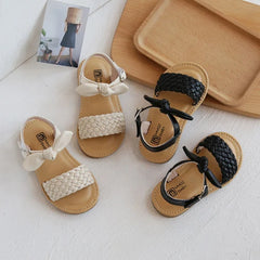 Girl Sandals Bowtie Braided Soft 21-30 Inafnt Children Sliders Bohemia Style Classic