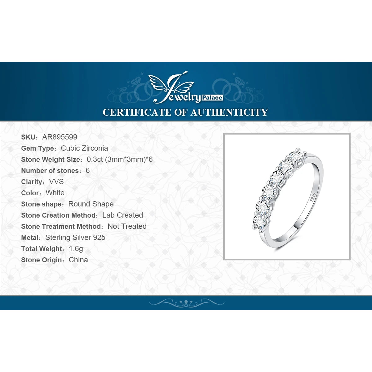 Half Eternity Classic Design 925 Sterling Silver Wedding Engagement Band Ring