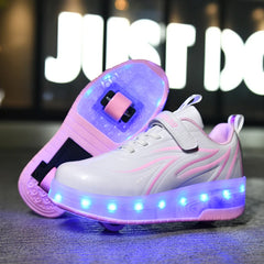 Children Light Sneakers With 2 Wheels Designer Luminous Baby Girls Boys Led Kids Roller