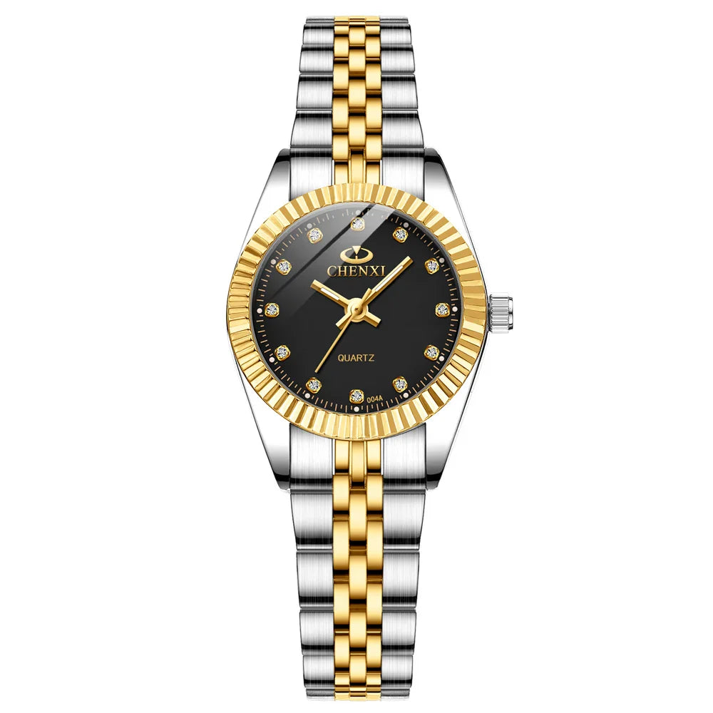 CHENXI Super Hot Sale Luxury Women's Watch Quartz Golden Stainless Steel Small Dial Charm Dress Trendy Wristwatch for Fashion La