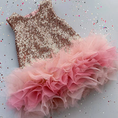 Kids Girl Sequined Dress Young Girls Sleeveless Patchwork Tutu Dresses Children Wedding Party One-piece Frocks Infant Vestidos