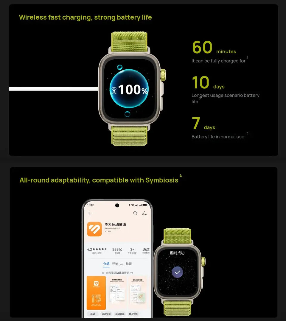 Original HUAWEI WATCH FIT 4 Pro Bluetooth call HarmonyOS 1.82-inch AMOLED color screen Battery capacity 400mAh