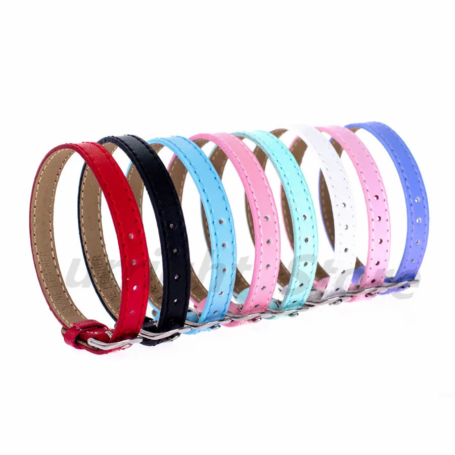 20pcs Real Leather Bracelet Band 8/10mm Width 21cm Length Through Slide Charms Letters Alphabet DIY Jewelry For Women Kids Gift
