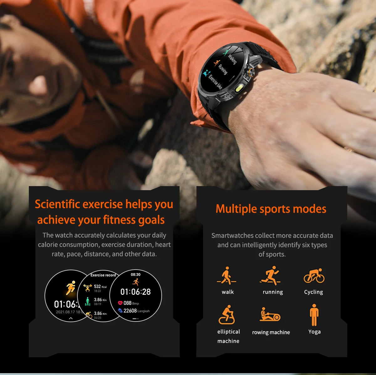1000mAh Super Large Battery Military Smart Watch BT Call LED Flashlight SOS Alarm 5ATM Waterproof Outdoor Tactical Watches Men