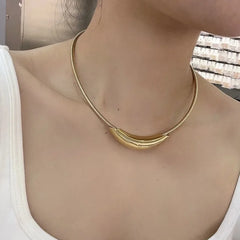 Jewelry Metallic Stainless Steel Silver Plated Gold Color Choker Necklace For Women