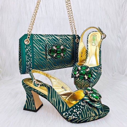 Shoes And Bag Matching Set With gold Women Italian Shoes