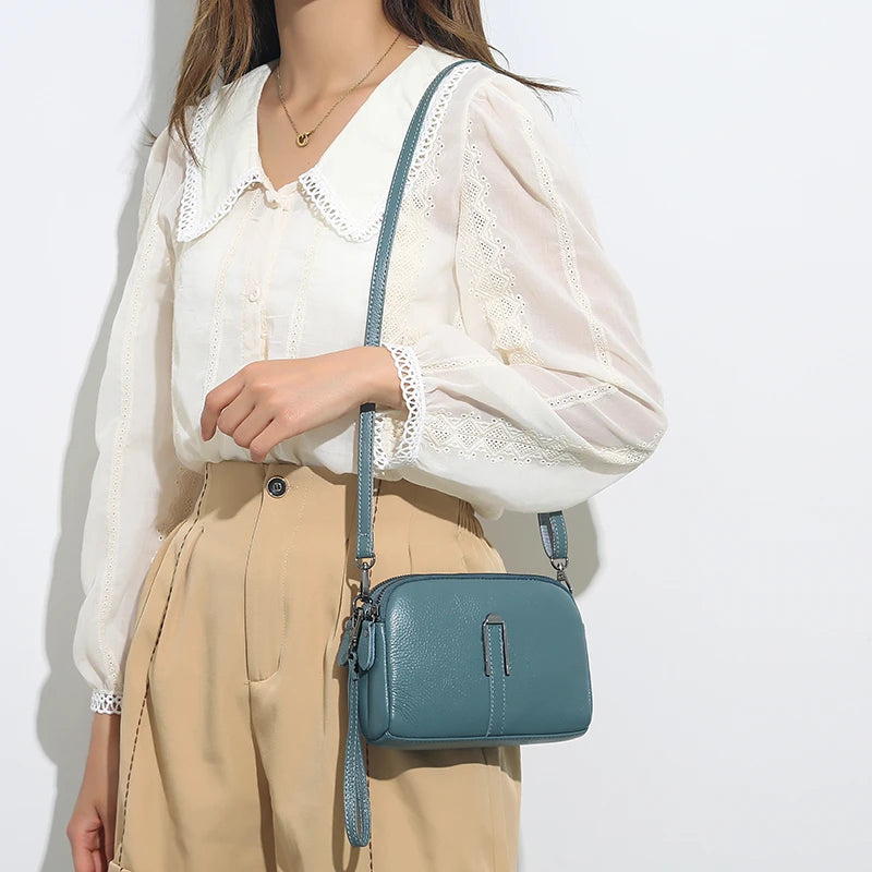 Genuine Leather Bag Women's Crossbody Bag for Woman Female Solid