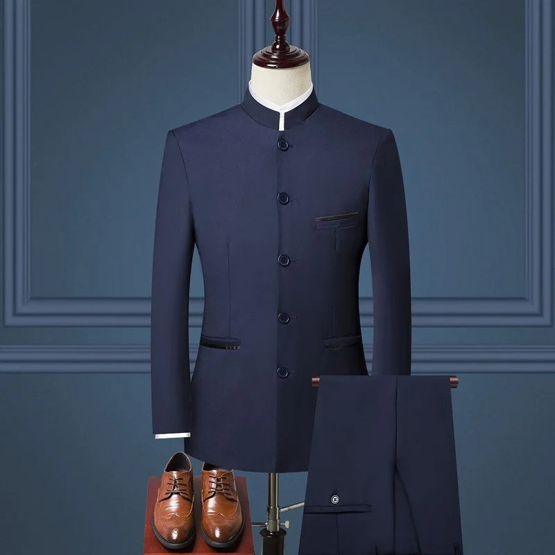 Tuxedo for Mens: Mens Suits Set (Jacket+Pants) Boutique Fashion Stand Collar