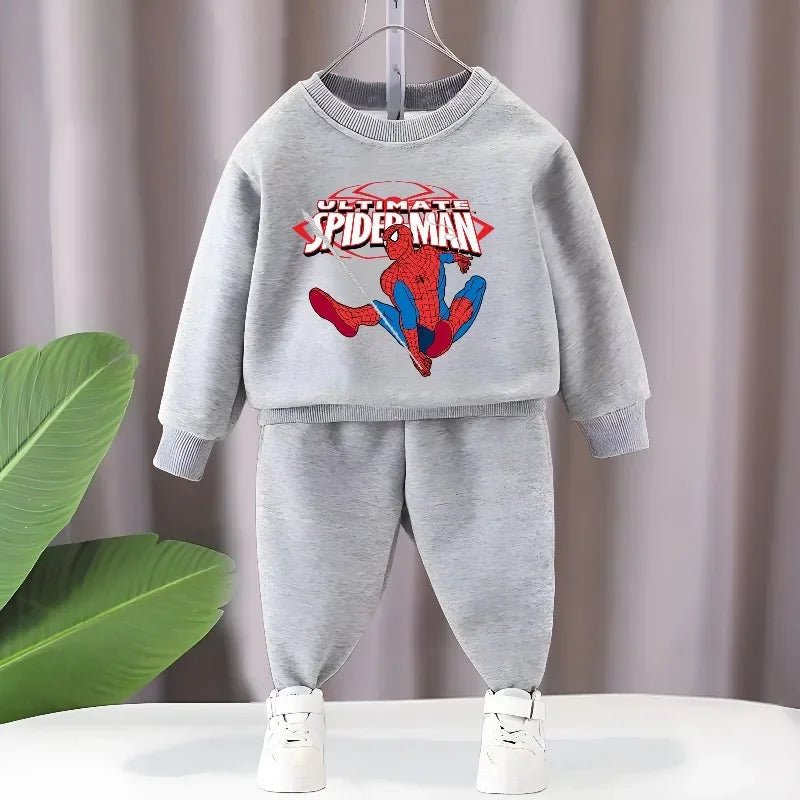DISNEYautumn New Children's Hoodies and Trousers 2pcs Sets Anime Spiderman Baby Boys Long Sleeve Pullover Suits Kids Tracksuit
