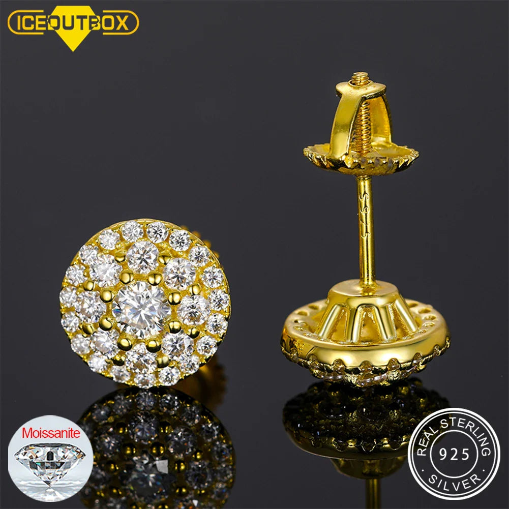 D Color Moissanite Stud Earrings For Women Top Quality 100% 925 Sterling Silver Sparkling Wedding Jewelry Shining Ear Accessory
