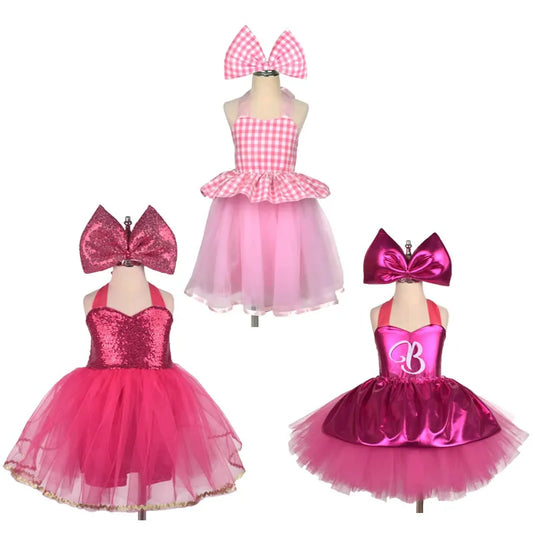 Barbie Cosplay Costume For Girl Lace Dress Christmas Kid Sling Up Party