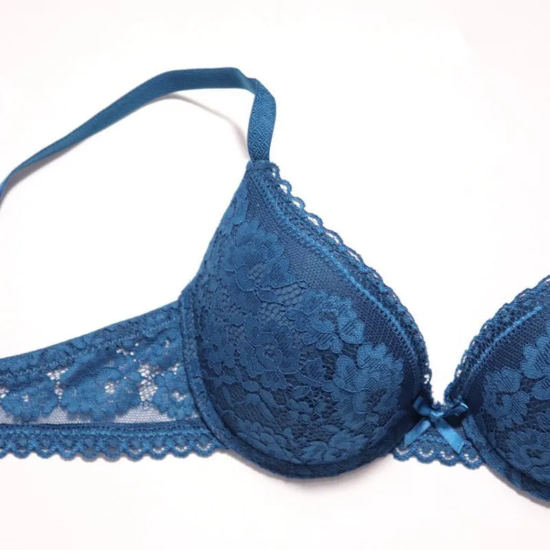 Small Chest Size Women Bra Thin Cup Mold Soft Cotton Brassiere Hollow Out Lace