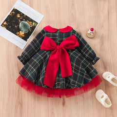 Girls Red Dress Kid Toddler Girl Plaid Bow Tulle Tutu Party