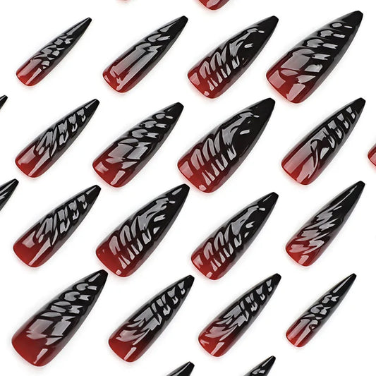 24pcs Halloween 3D Three Dimensional False Nails Blending Nail Art Press On Nails