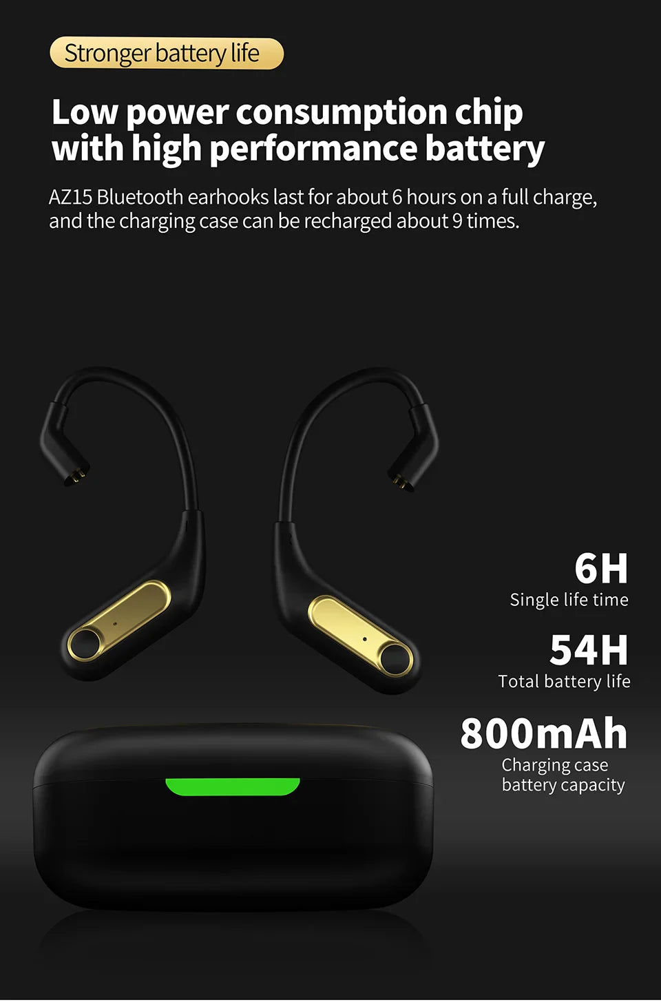 KZ AZ15 Upgrade Wireless Headphones Bluetooth-compatible 5.2 Cable Wireless Ear Hook With Charging Case AZ09 PRO AZ10 Z1PRO Z3