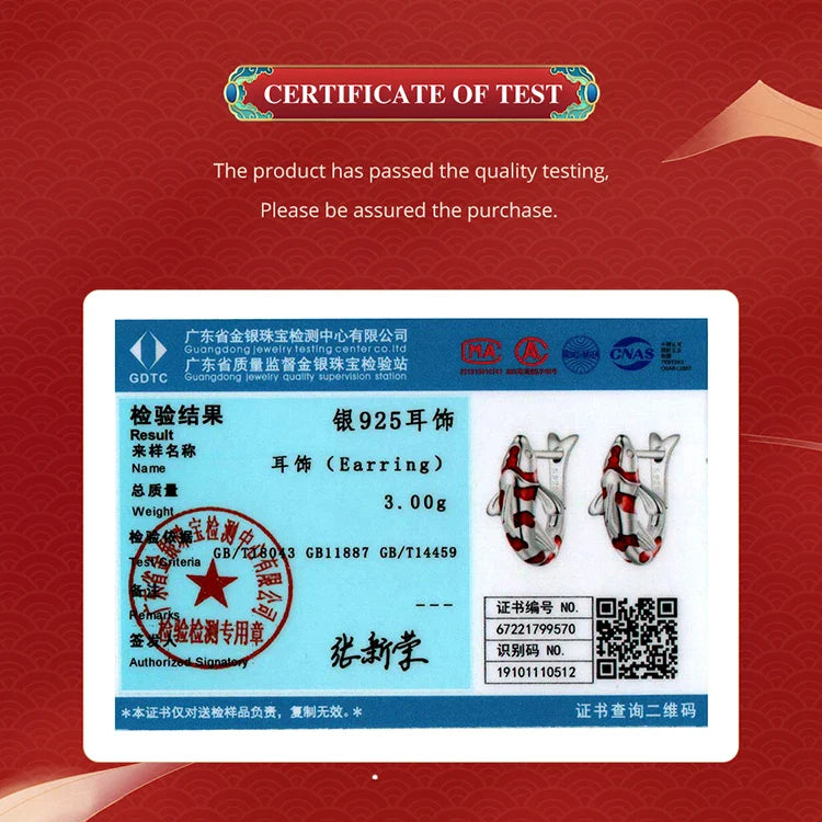 BAMOER Guardian Lucky Fish Rope Chain Bracelet Earrings Ring for Couple 925 Sterling Silver Enamel Jewelry Friendship Fashi