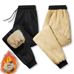 Winter Fleece Pants Thick Warm Thermal Trousers Men Fitness Drawstring Pants Jogging