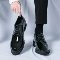 Wedding Shoes Men Shiney Patent Leather Shoes Banquet Formal Lace-up Oxford Fashion