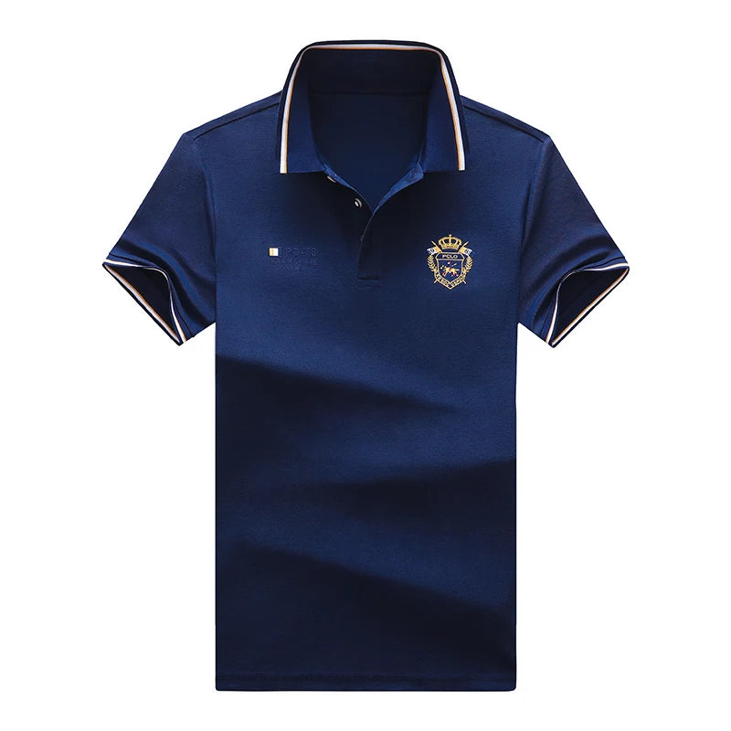 New Men's Casual Embroidery Short Sleeve Polo Shirt Fashion Solid Color Top
