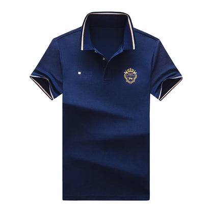 New Men's Casual Embroidery Short Sleeve Polo Shirt Fashion Solid Color Top