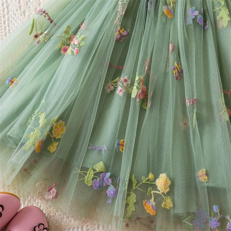 Summer Girls Birthday Dresses Pink Tulle Formal Event Costumes Girls First Communion Dresses Kids Dresses