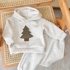 Baby Boys Christmas Tree Set Children's Hooded Flannel Tracksuit Boys Kids Clothes Baby