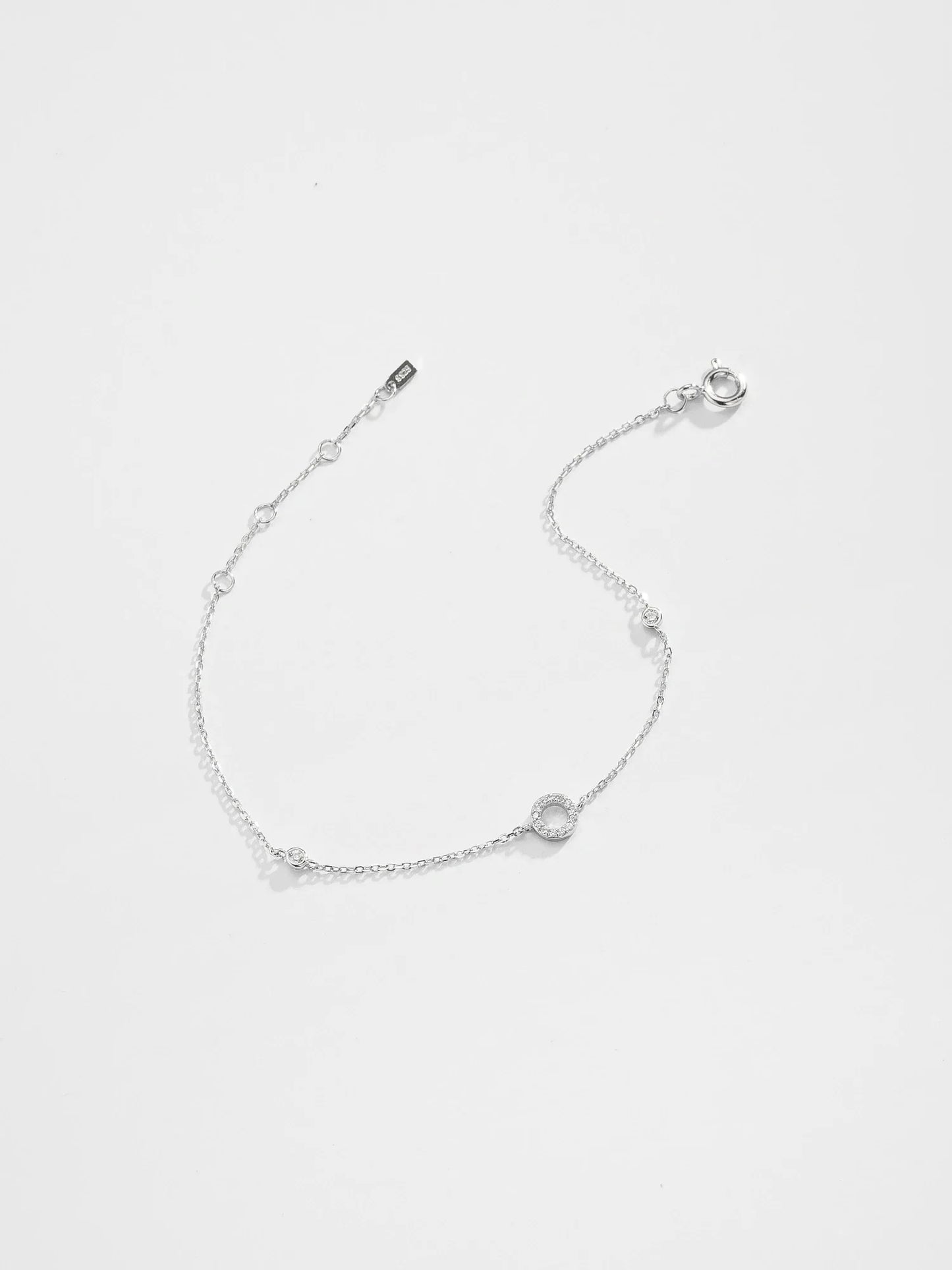 VEWANT 925 Sterling Silver Monogram Letter A - Z Initial Charm Chain Bracelet Luxury Wedding CrystalFine Jewelry