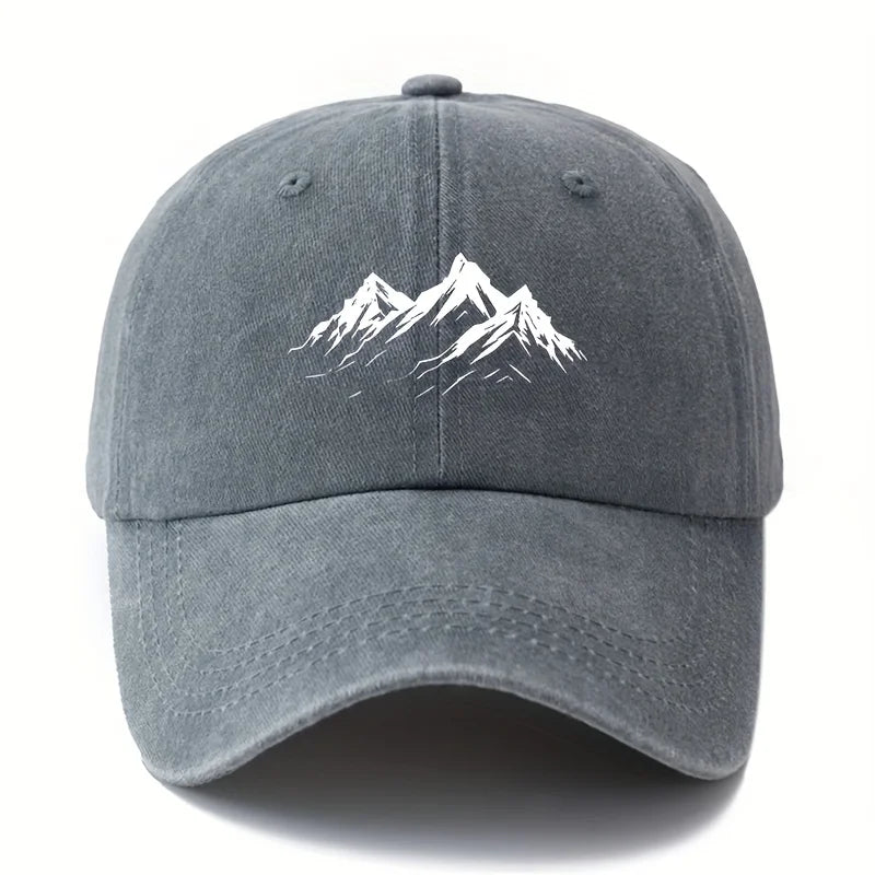 Men's printed mountain baseball cap classic style outdoor adventure sun protection lightweight duckbill cap, truck driver cap.