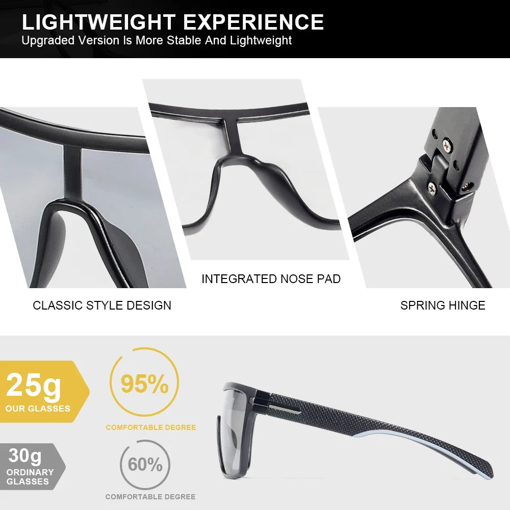 CRIXLAIS Fashion Photochromic Polarized Sunglasses Men Women Oversized Sun Glasses Male Night Vision Driving Goggles UV400
