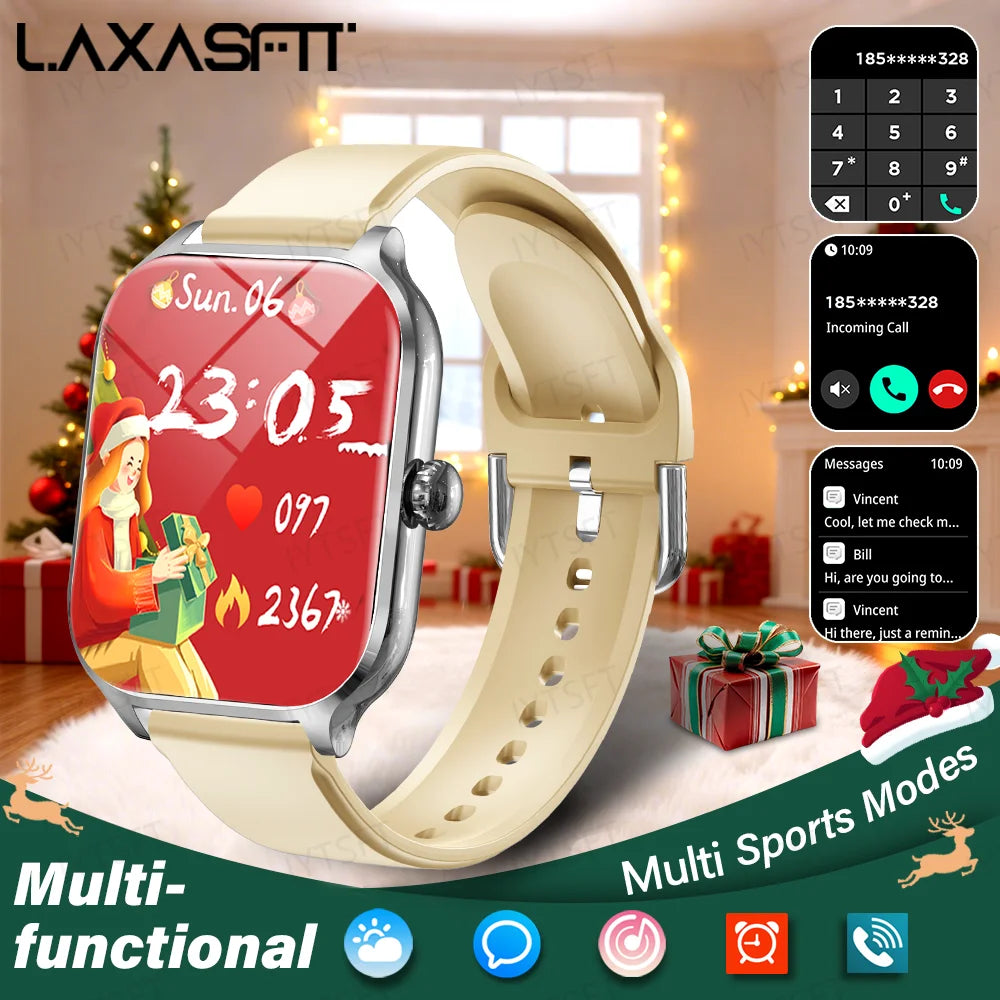 LAXASFIT 2025 New Smart Watch Bluetooth Talk 2.01 HD Touch Screen Multi Sport Function Smart Watch Men Women Christmas Day Gift