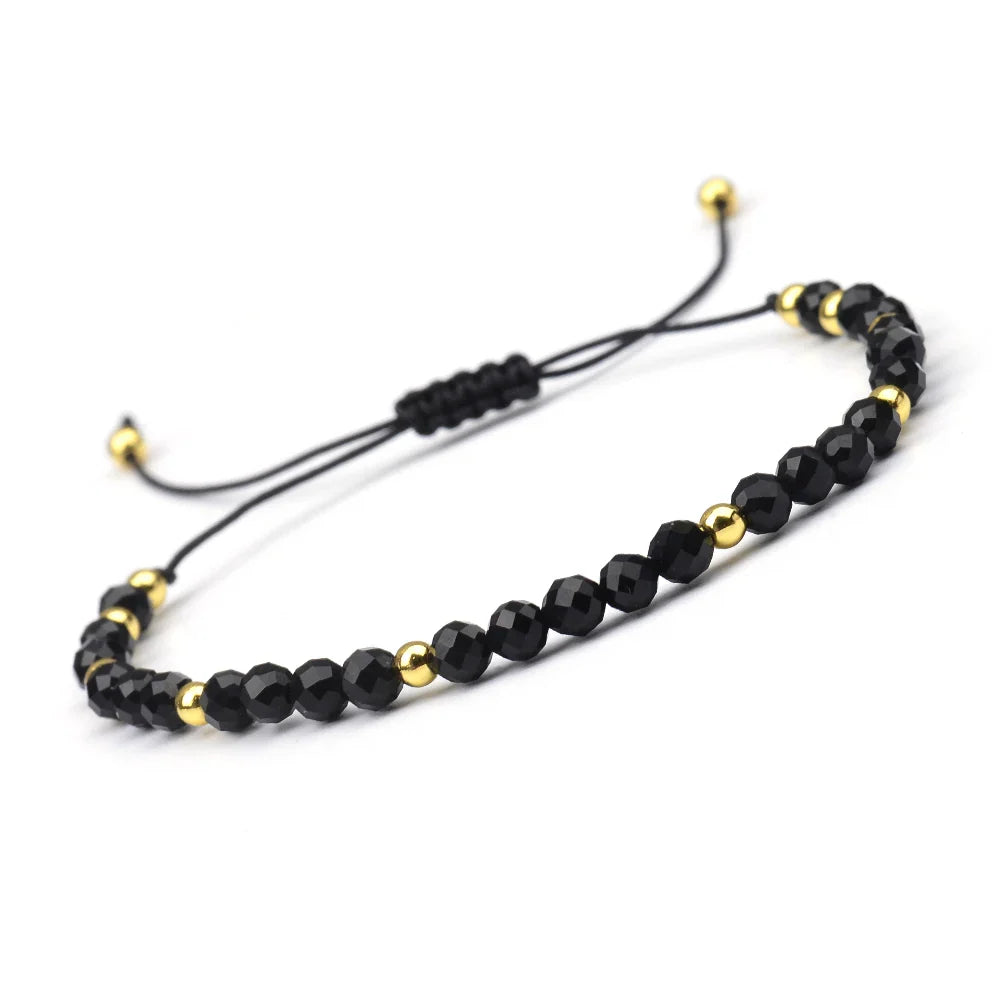4mm Natural Stone And Hematite Bead Braided Adjustable Bracelet Suitable For Men And Women Daily Holiday Birthday Wear