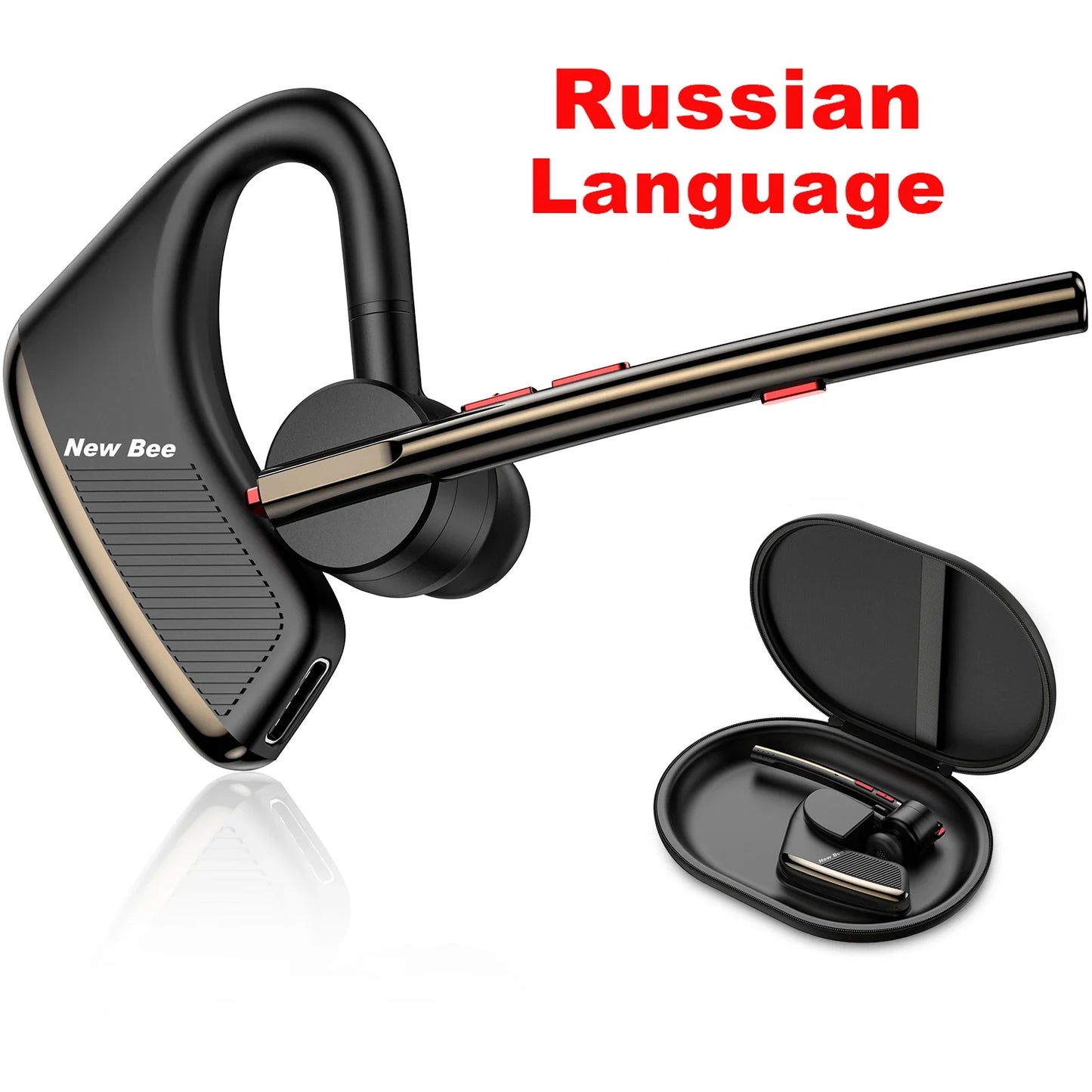 New Bee M50 Bluetooth Headset Wireless Earpiece Earphones 24 Hrs Talk Time V5.2 Headphones with Dual Mic CVC8.0 Handsfree