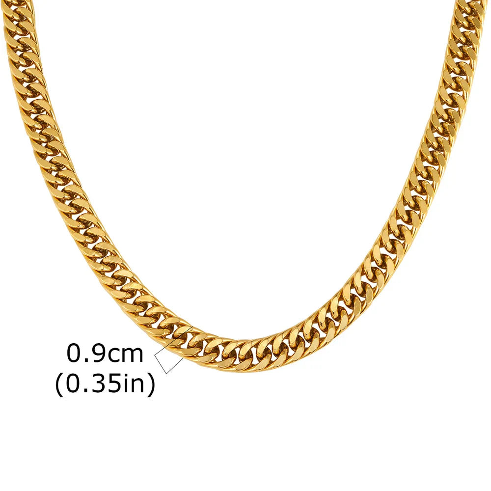 Vnox 3/5/7/9mm Thick Cuban Chain Necklaces for Men Women,Simple Miami Curb Links Collar,Waterproof Stainless Steel Unisex Chain