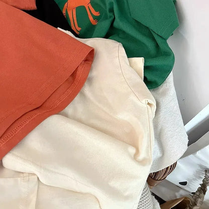 Animal Pattern Baby Boys Girls Short Sleeve Tops Kids Tees Summer Clothing Loose Fashion Trendy Children's Wear T-shirt O-neck