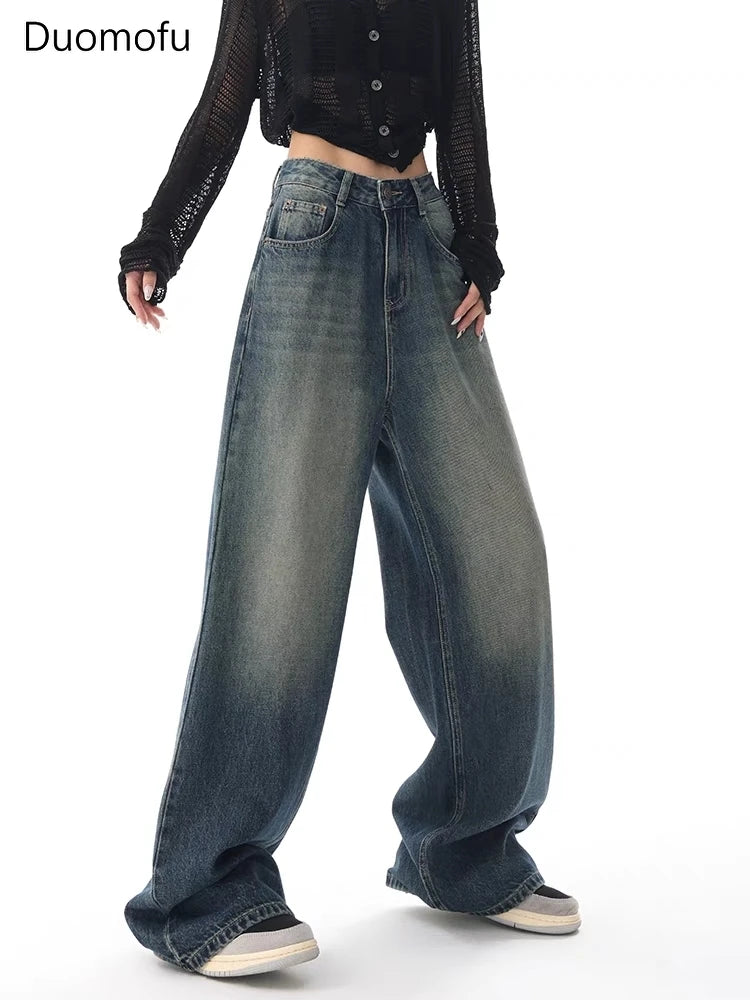 Autumn Vintage Chicly Slim Button Female High Waisted Jeans