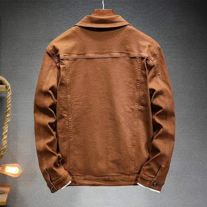 Men's brown denim jacket Spring and Autumn Fashion Clothing