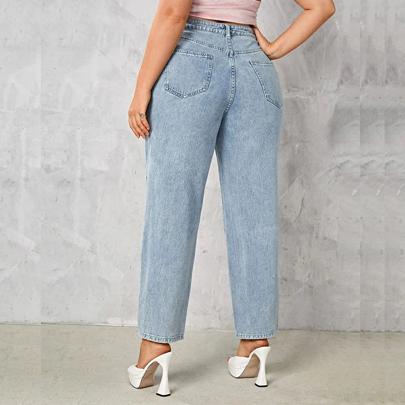 Plus Size Women Jeans Autumn Dark Blue 175cm Tall Stretchy  Denim Pant