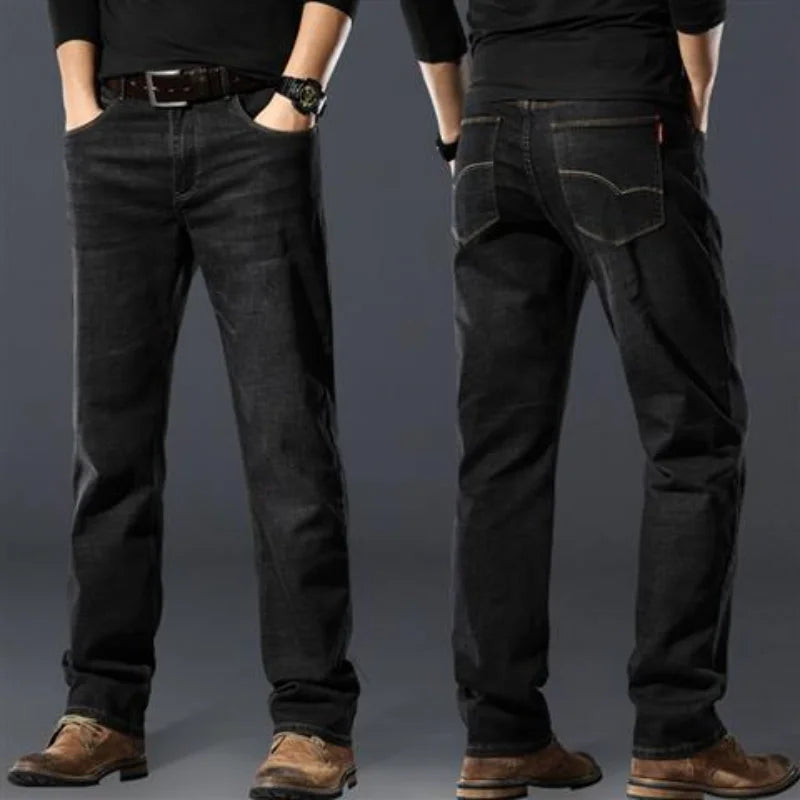 Baggy Straight Jeans for Men Classic Mens Cowboy Pants Regular Trousers Denim