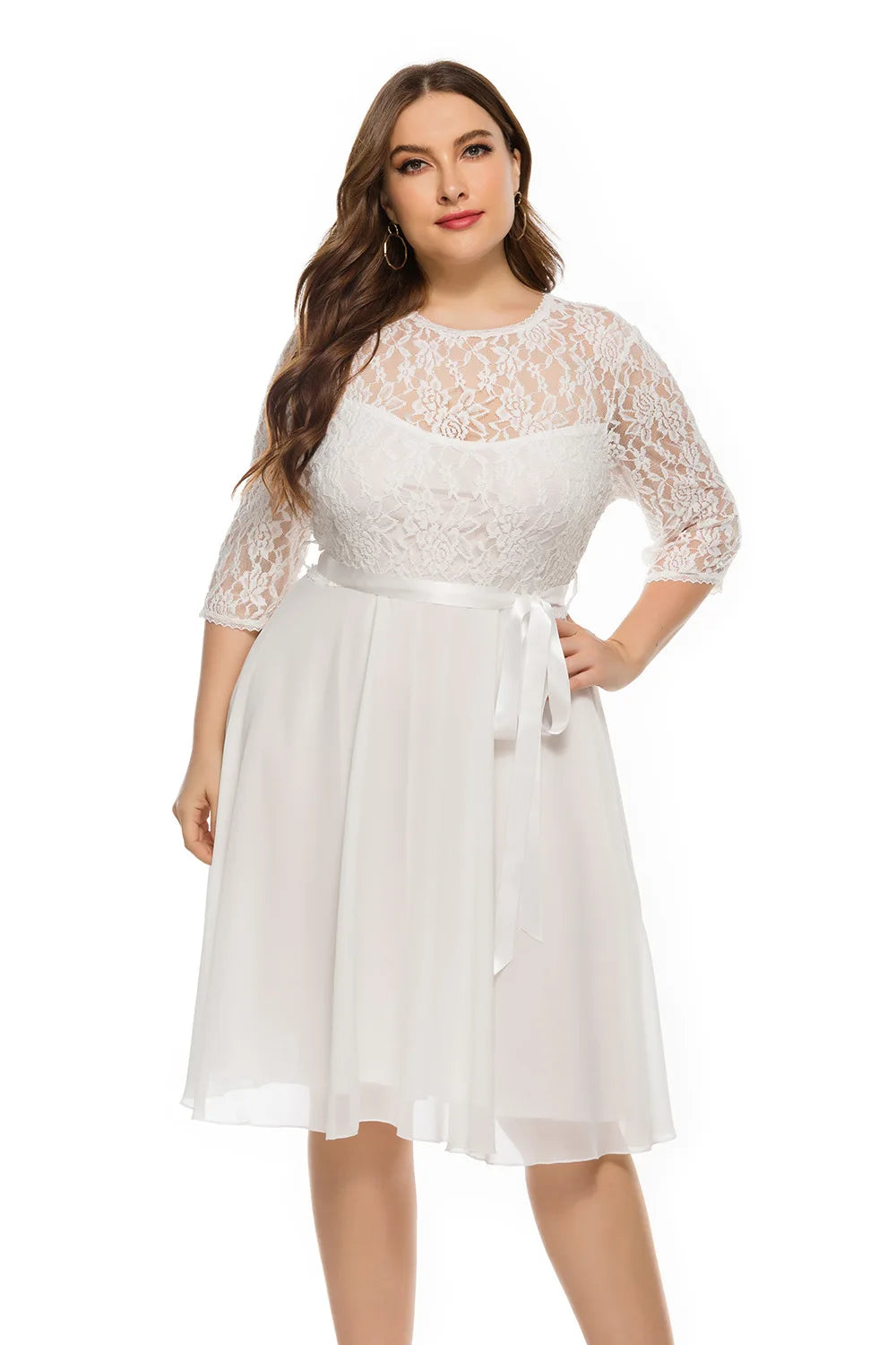 Plus Size Fashional Lace Chiffon Party Evening Formal Dresses For Women