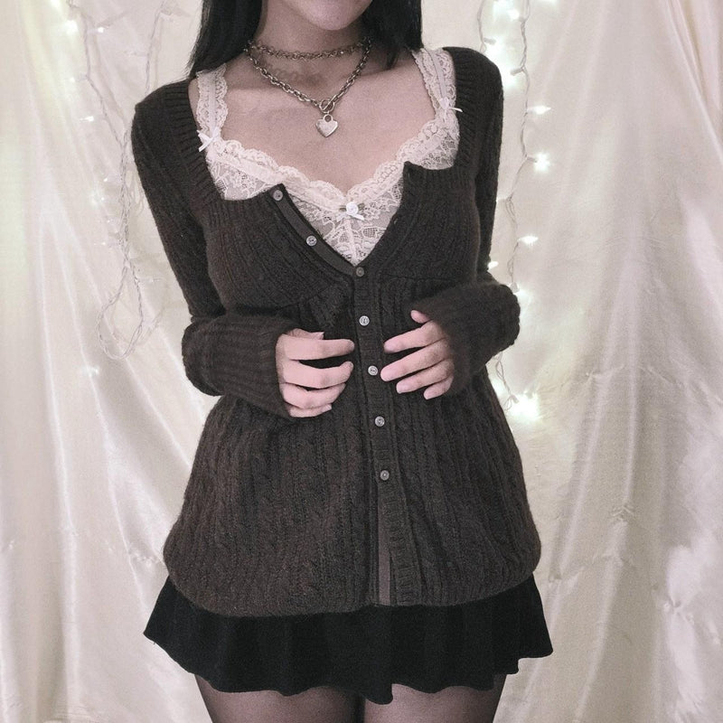 Aesthetic Kawaii Knitwear T-shirt Women Clothes Coquette Grunge Y2K