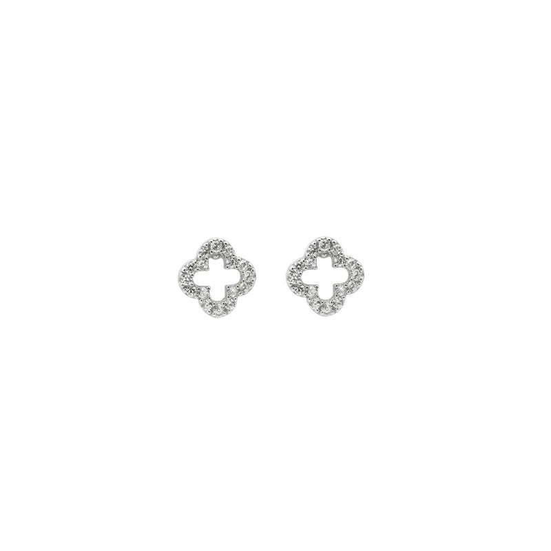 WANTME 925 Sterling Silver Romantic Full Zircon Flower Screw Bead Stud Earrings for Women Fashion Sweet Party Piercing Jewelry